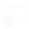 Ícono de configuración de sistemas con engranaje y computador